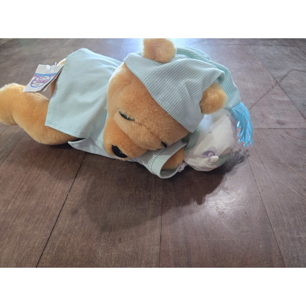 New Vintage Disney Winnie The Pooh Windup Sleeping Pooh Bear Plush Stuffed WORKS - Picture 2 of 7